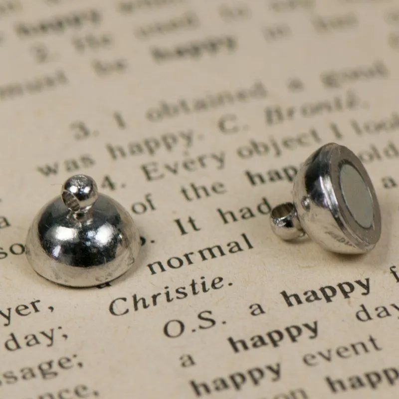 Замочки застежка магнитная "шарик", цвет платина, 16х10 мм