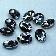 Кабошон стекло Кристалл, овальный, цвет Black Diamond, 25х18 мм