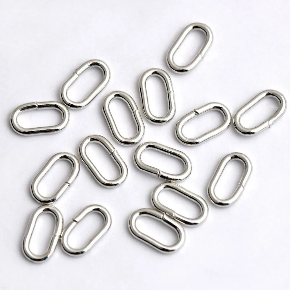 колечко соединительное овальное, цвет платина, 11x6x1.5 мм