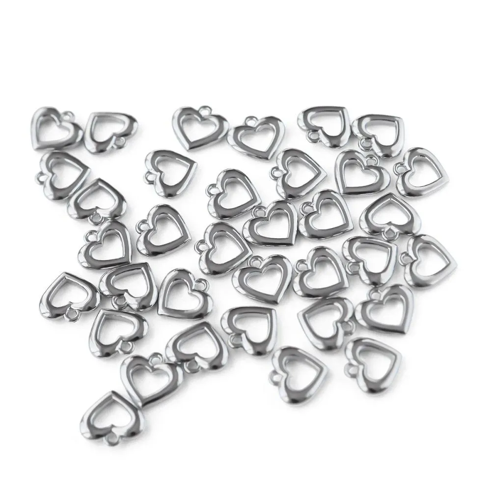 подвеска металл "сердце", цвет платина, 11x11.5x2 мм