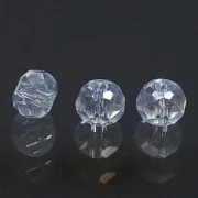 Бусина, стекло абакус 3,5, граненая, цвет прозрачный радужный, 3.5х2.5 мм (уп 50+/-10 шт)