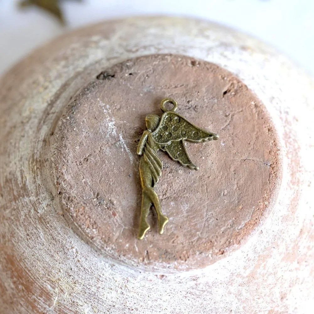 подвеска металлическая "ангел", цвет античная бронза, 30х15х1 мм