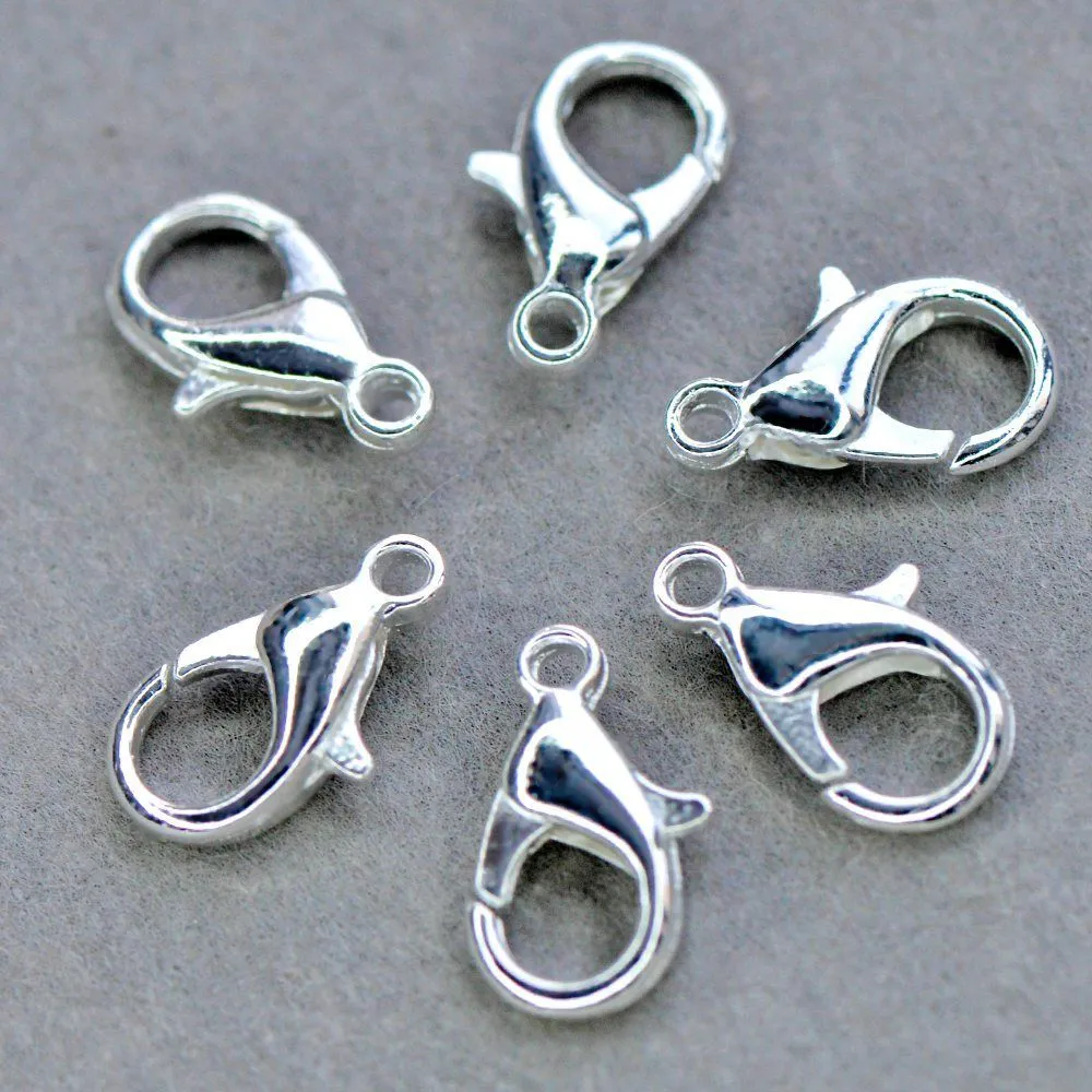 Замочки замочек-лобстер, цвет серебро, 8х14 мм