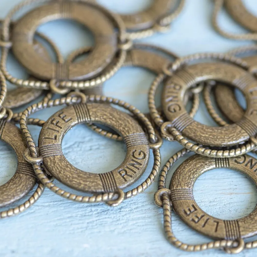 подвеска металлическая "спасательный круг", цвет античная бронза, 24x22x2 мм