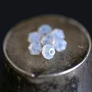 Бусина, стекло биконус, цвет белый опаловый, 4.5 мм (уп.30+/-5 шт)