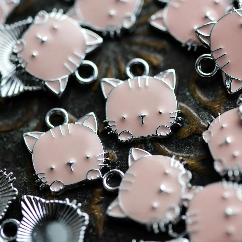 подвеска металлическая "hello kitty", эмаль, цвет розовый, 15x13x3 мм