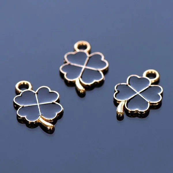 подвеска металлическая "клевер", эмаль, цвет черный, 18x12x1 мм