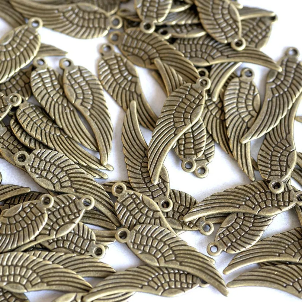 подвеска металлическая "крыло", цвет античная бронза, 30х9х1.5 мм