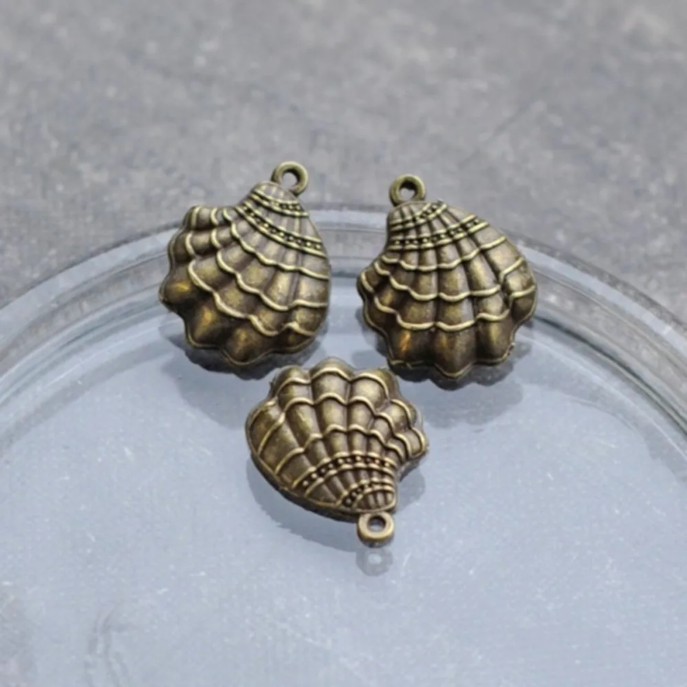 подвеска металлическая "ракушка", цвет античная бронза, 22x17 мм