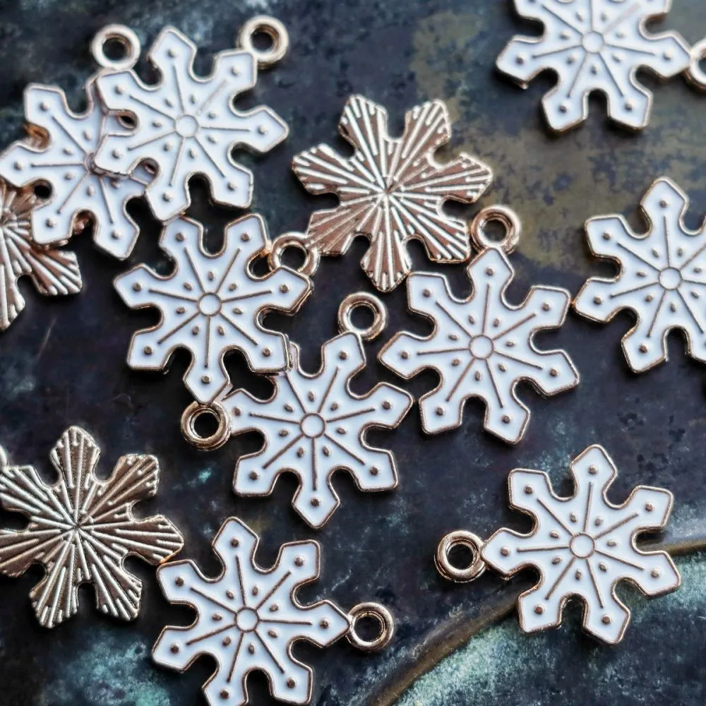 подвеска металлическая "снежинка", эмаль, цвет белый, 21x18x1.5 мм