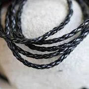 Шнур, имитация кожи, плетеный, цвет черный, 3 мм