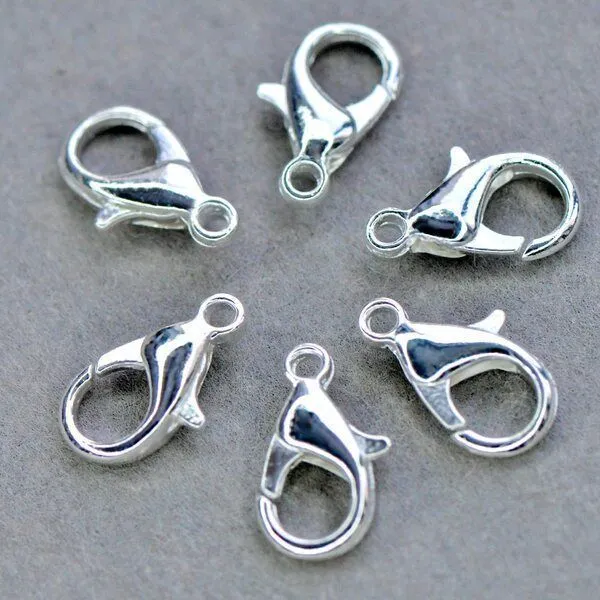 Замочки замочек-лобстер, цвет серебро, 8х14 мм