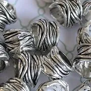 ЕС бусина металл "Вязанка", цвет античное серебро, 10х4 мм
