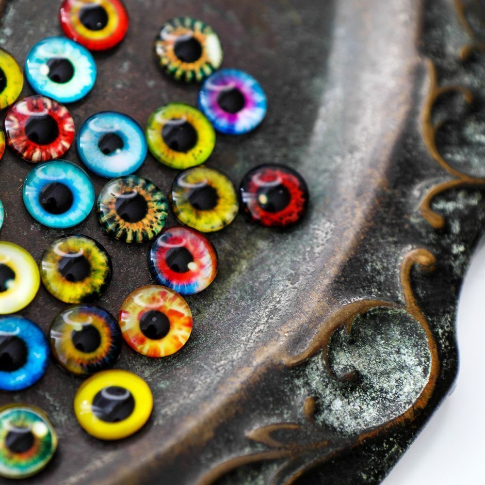 кабошоны стеклянные "глазки", 12х4 мм (уп 100 шт)