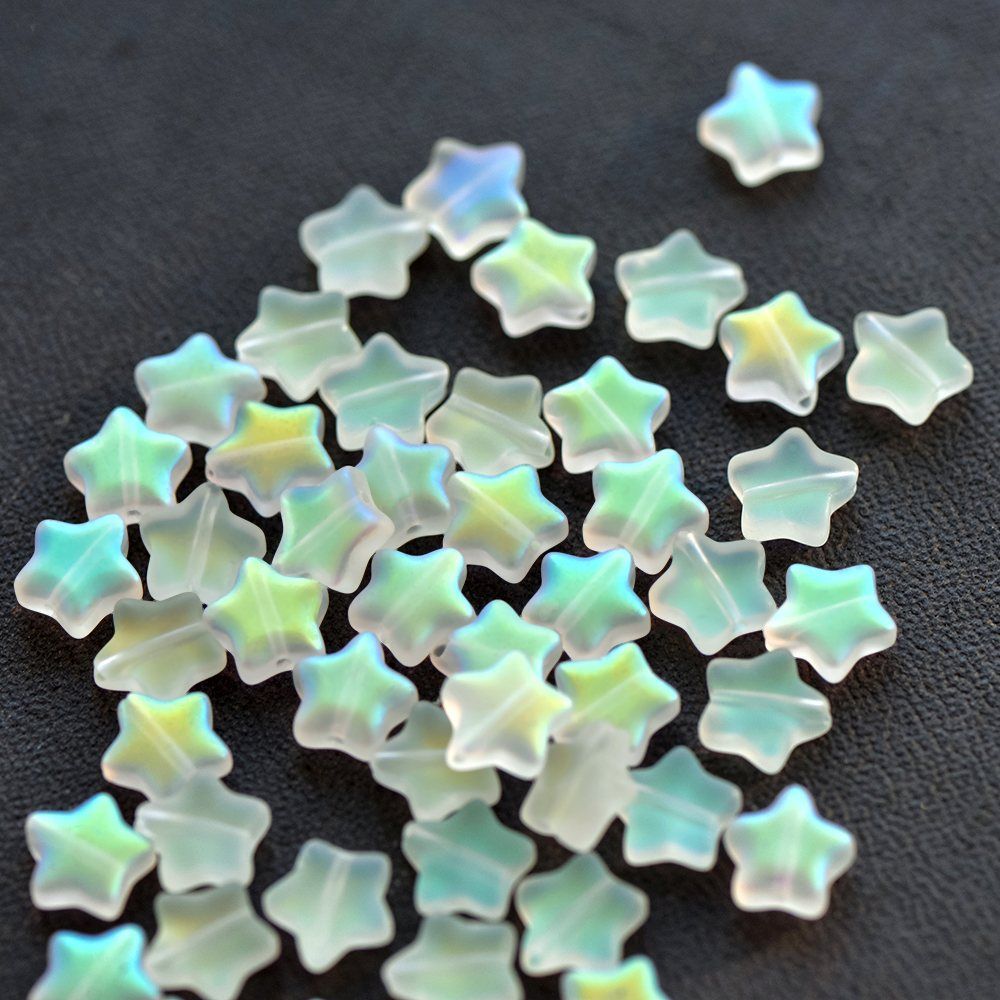 бусина "звездочка", стекло, цвет прозрачный ав матовый, 8x8.5x4 мм