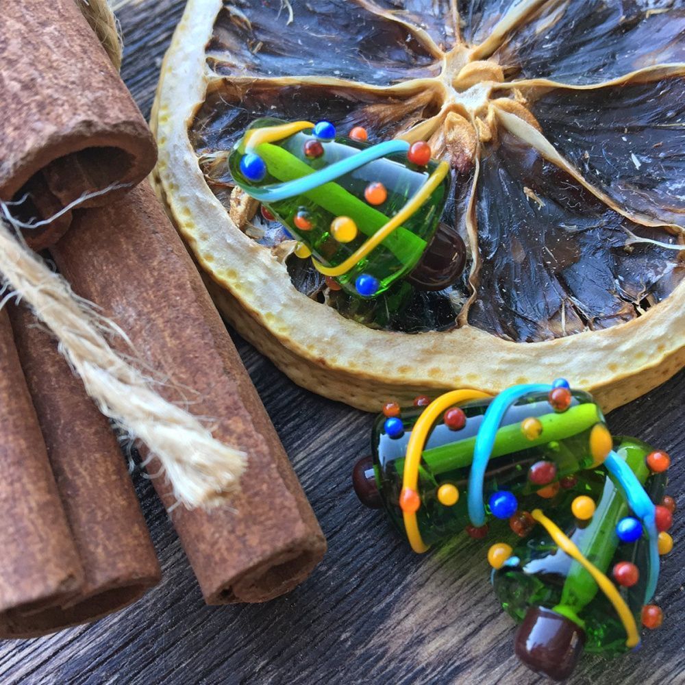 бусина, мурано "ёлочка нарядная", фигурная, стекло, 20х13 мм