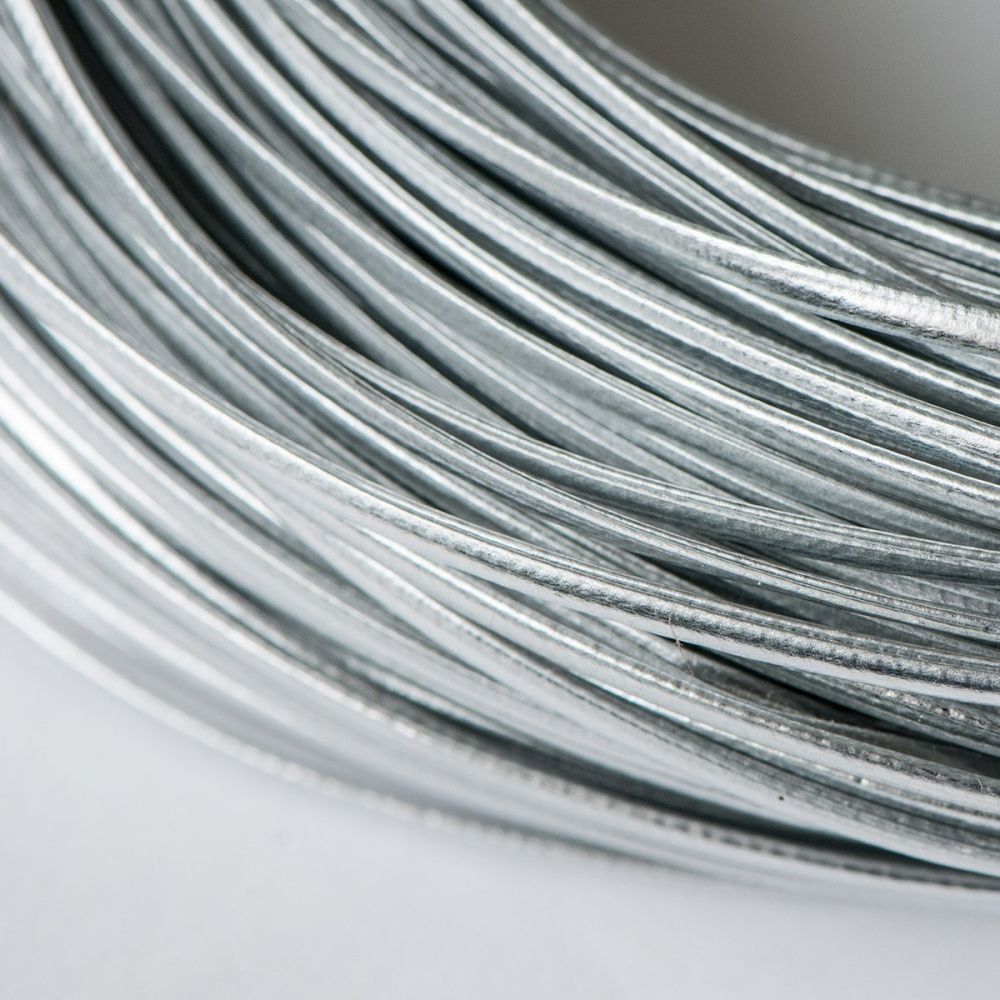 шнур, имитация кожи, плоский, цвет серебристый, 2х1 мм