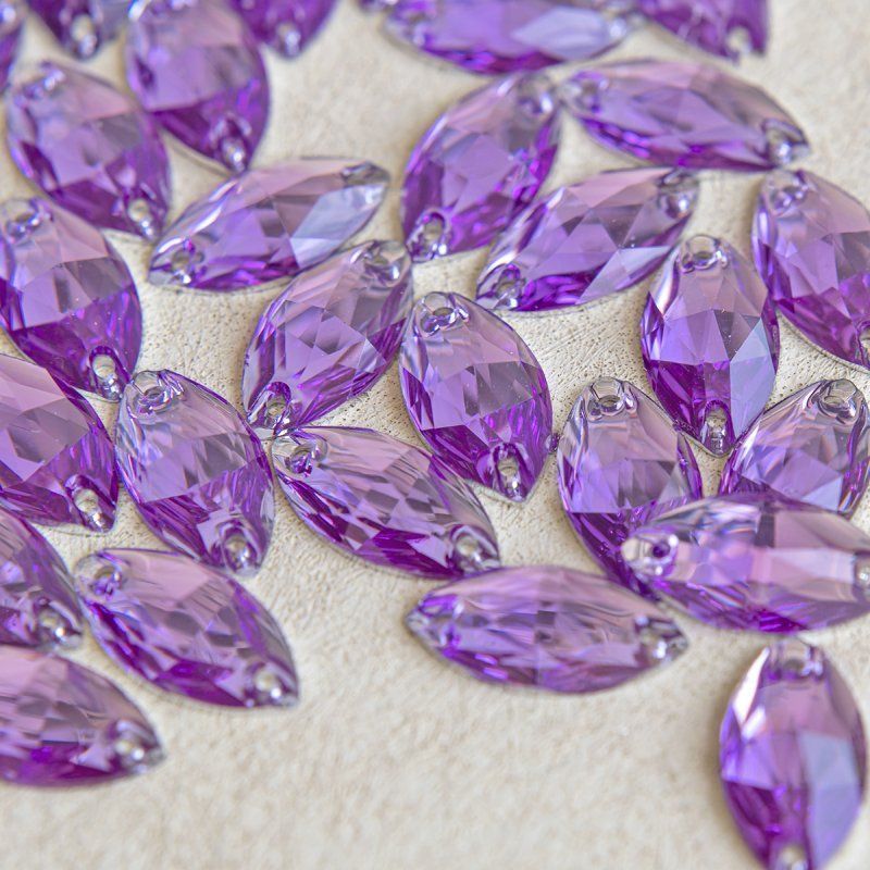 стразы пришивные navette, смола, фиолетовый, 9х18 мм