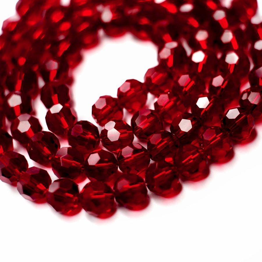 бусина, стекло 8, граненая, цвет бордовый, 8 мм