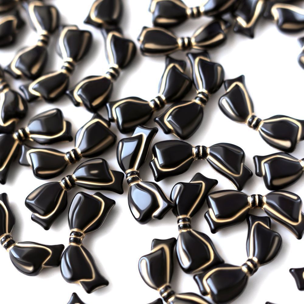 бусина, акрил "бантик-антик", цвет чёрный, 13.5x29x6 мм