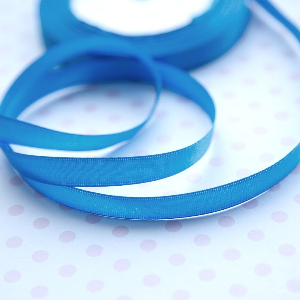 лента, атлас, цвет васильковый, ширина 10 мм ленты