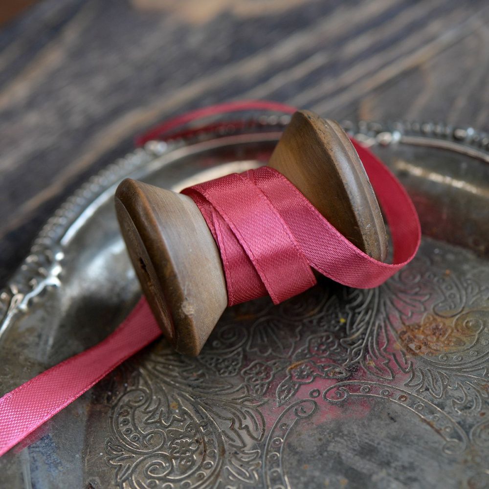 лента, атлас, цвет малиновый, ширина 10 мм ленты