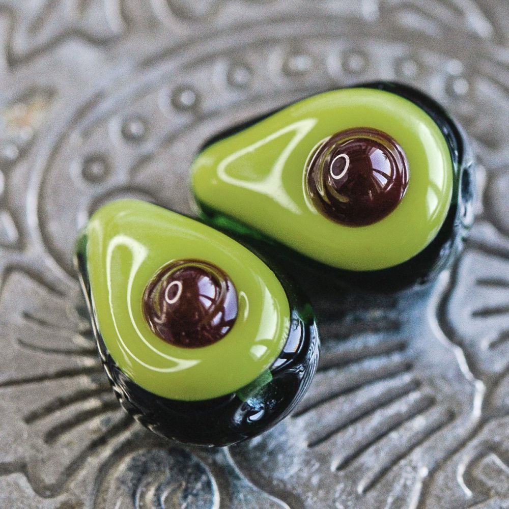 бусина, мурано "авокадо", зеленый, 15 мм