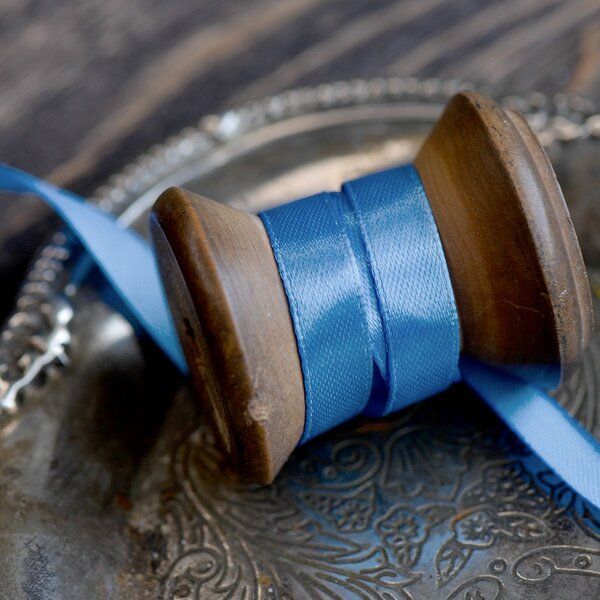 лента, атлас, цвет васильковый, ширина 10 мм ленты