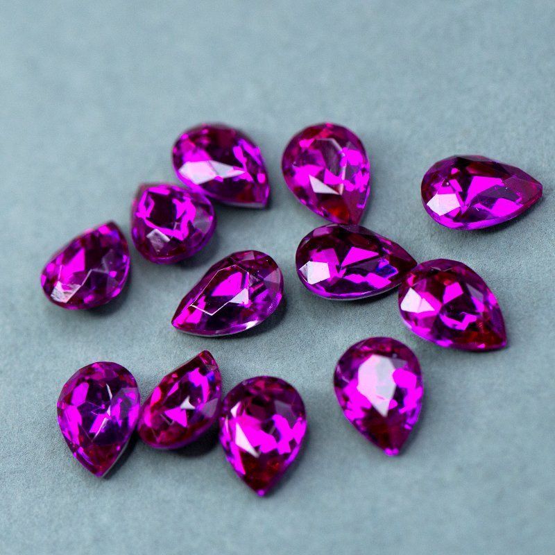 кабошон стекло кристалл, каплевидный, цвет rose, 14х10 мм