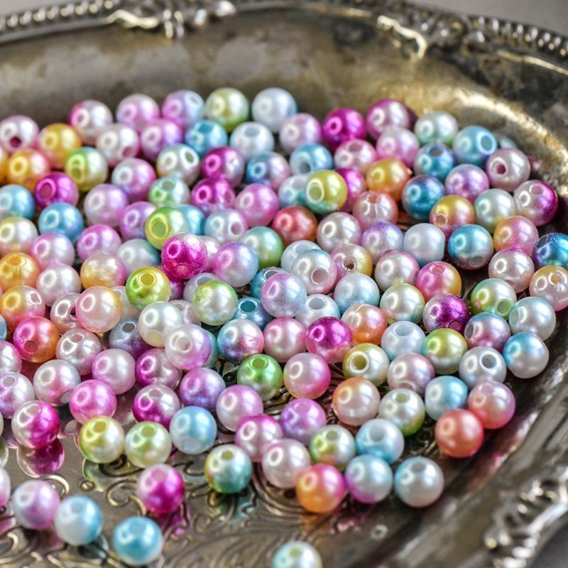 бусина, имитация жемчуга 8, акрил, радужный жемчуг, 8 мм