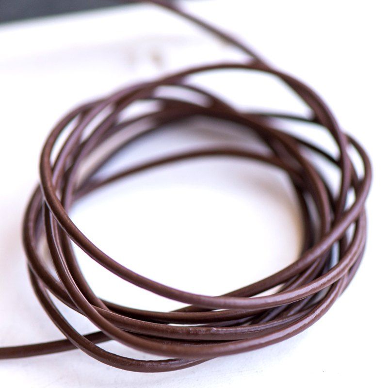 шнур кожаный, цвет шоколадный, диаметр 1.5 мм