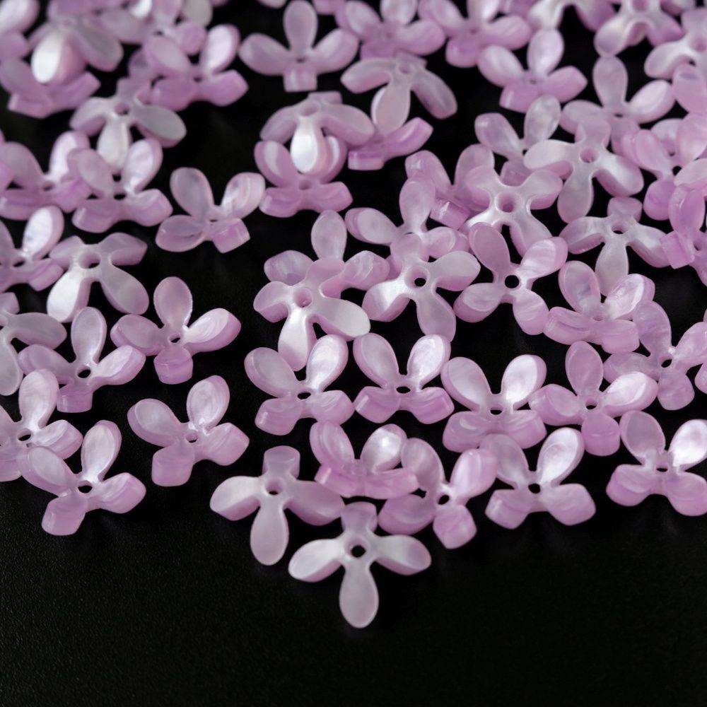 бусина, смола "сирень", цвет сиреневый перламутр, 13x13x3 мм