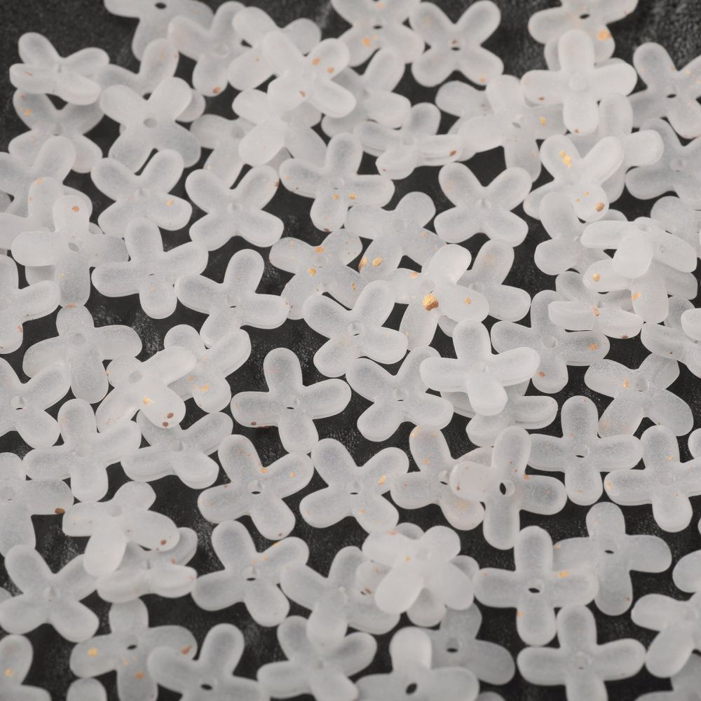 бусина, акрил "клематис", матовая, цвет белый, 11.5x11.5x3 мм