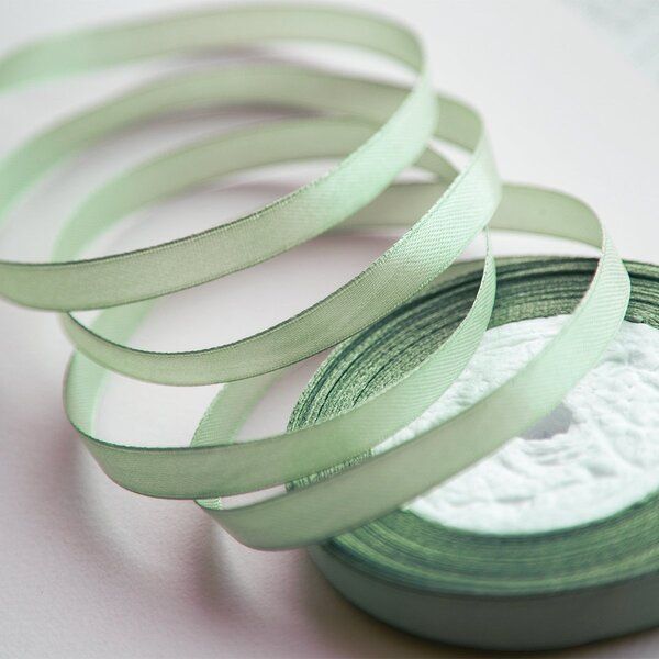 лента, атлас, цвет зеленый полынный, ширина 10 мм ленты