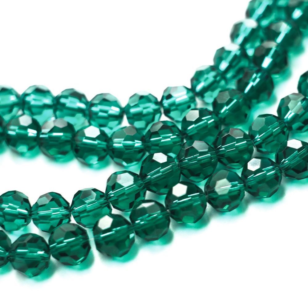 бусина, стекло 10, граненая, цвет морской волны, 10 мм