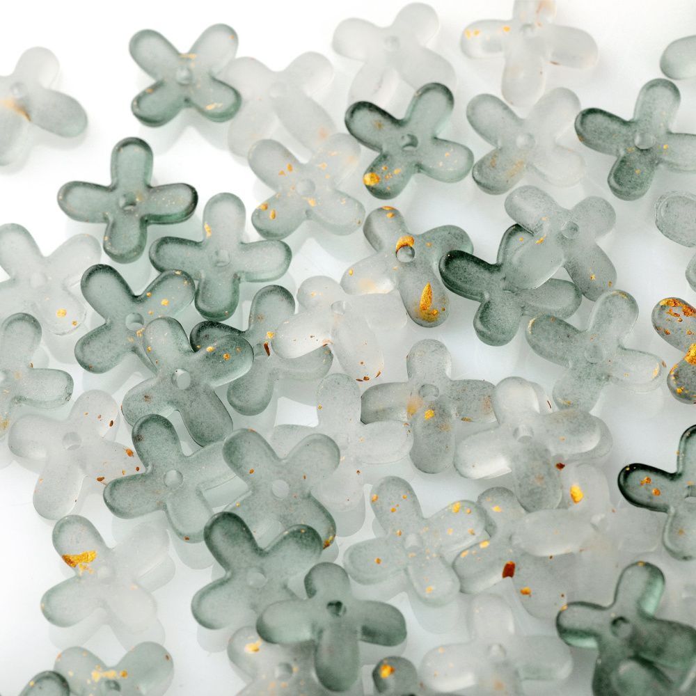 бусина, акрил "клематис", матовая, цвет полынный, 11.5x11.5x3 мм