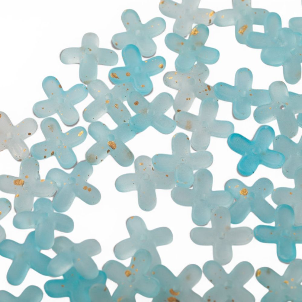 бусина, акрил "клематис", матовая, цвет аквамариновый, 11.5x11.5x3 мм