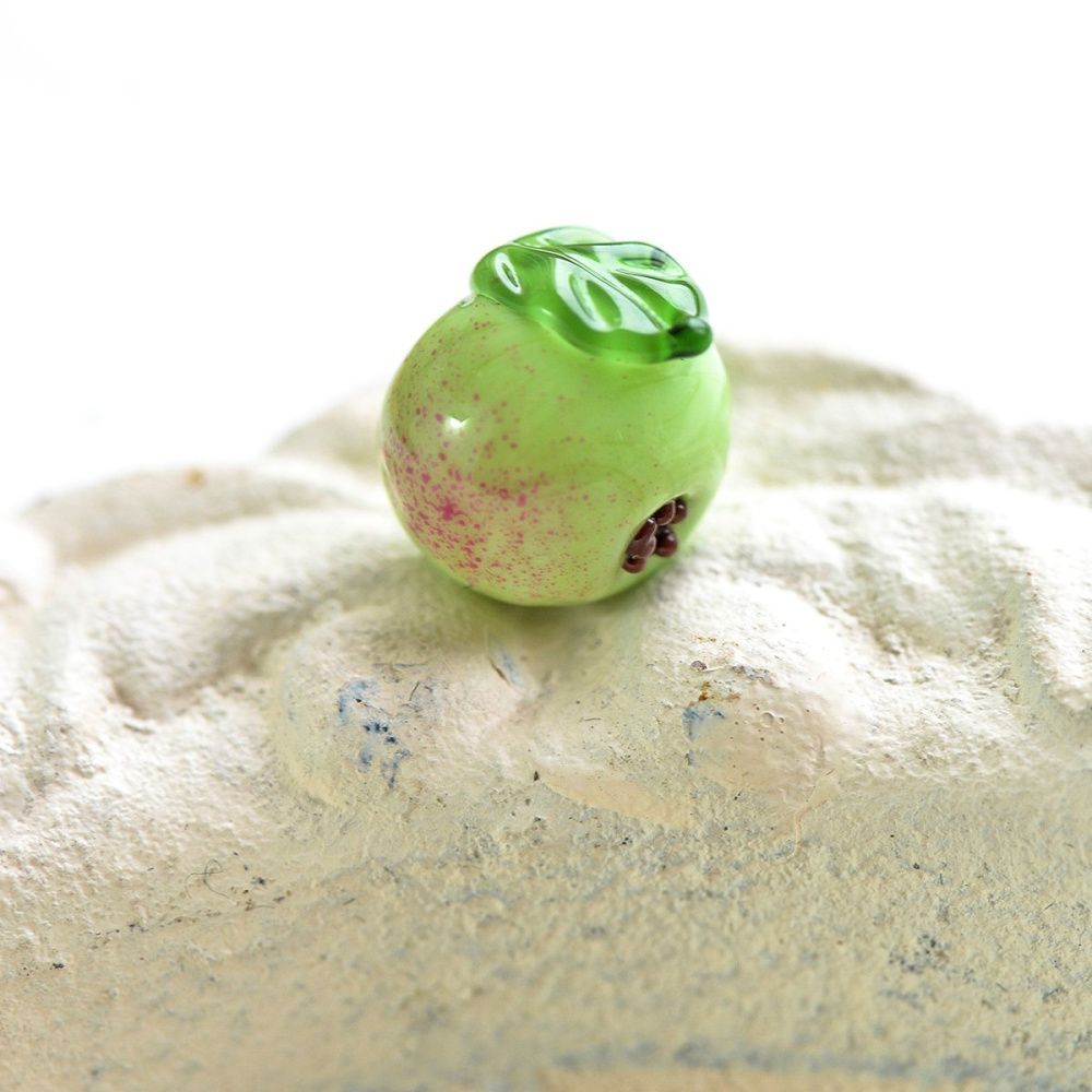 бусина, мурано "яблоко", зеленый, 15х14 мм