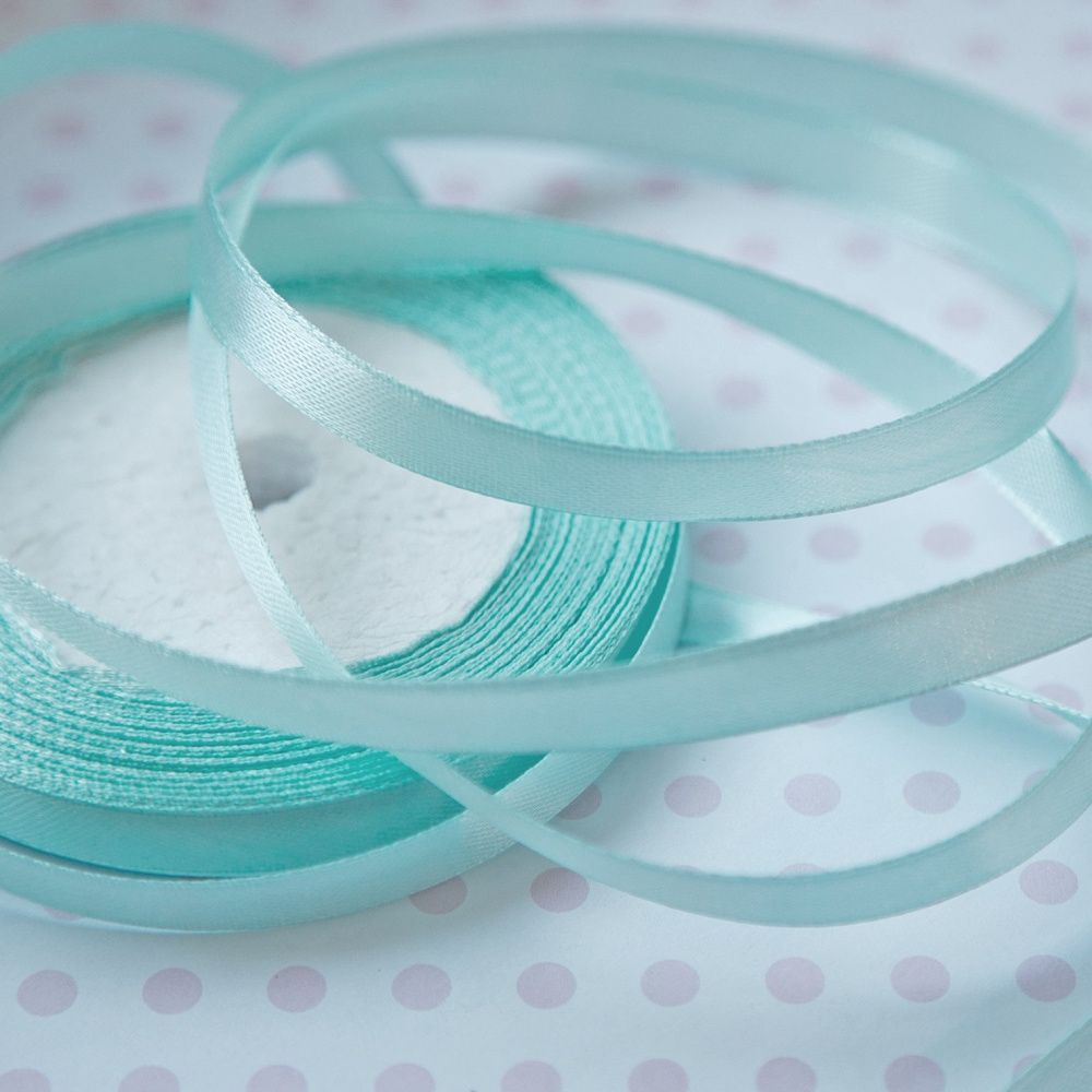 лента, атлас, цвет аквамариновый светлый, ширина 10 мм ленты