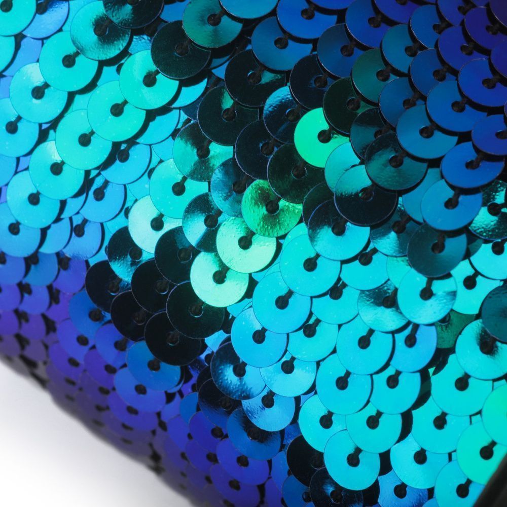 пайетки на нити, цвет синий радужный, диаметр 6 мм