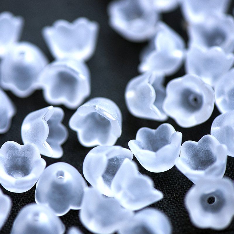 бусина, акрил "ландыш", цвет прозрачный матовый, 10х6 мм