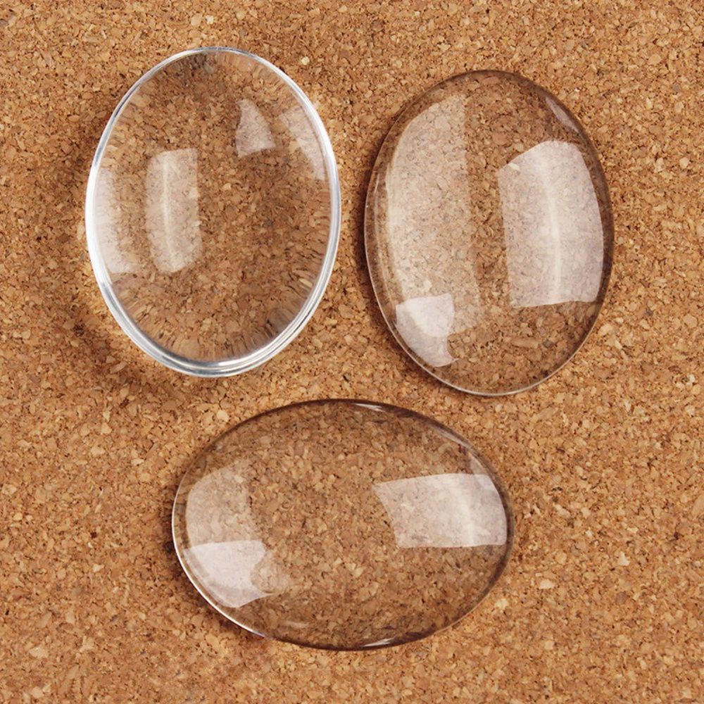 кабошон стеклянный, овальный, прозрачный, 40х30 мм