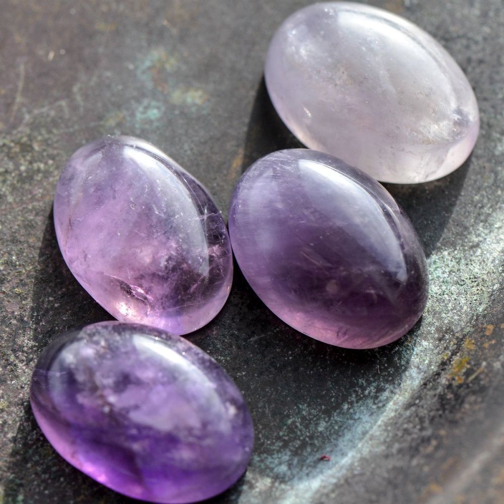 кабошон аметист овальный, цвет фиолетовый, 13х18х5 мм