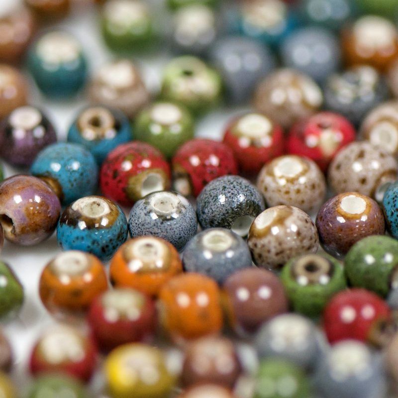 бусина, керамика "антик", цветовой микс, 10 мм 
