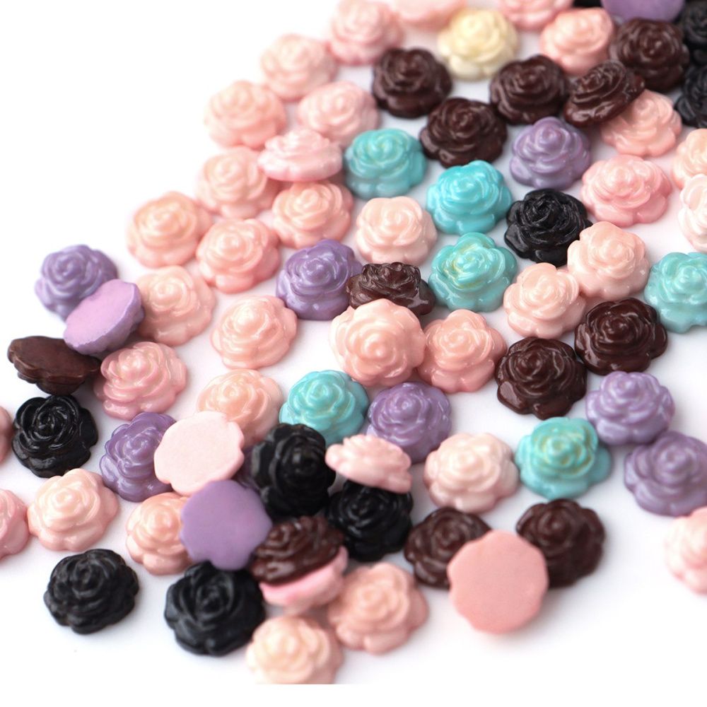 кабошон акриловый "розочка", цветовой микс, 10 мм