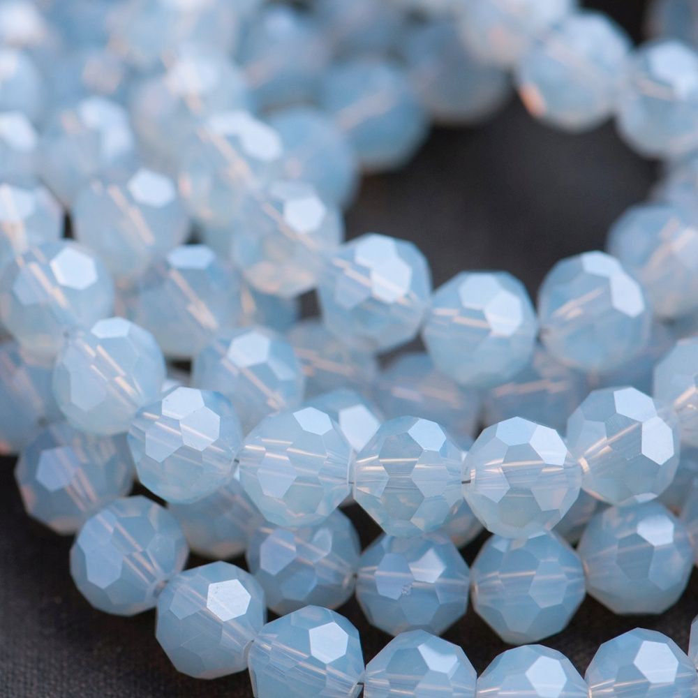 бусина, непрозрачная, граненая, стекло, цвет серый перламутровый, 8 мм