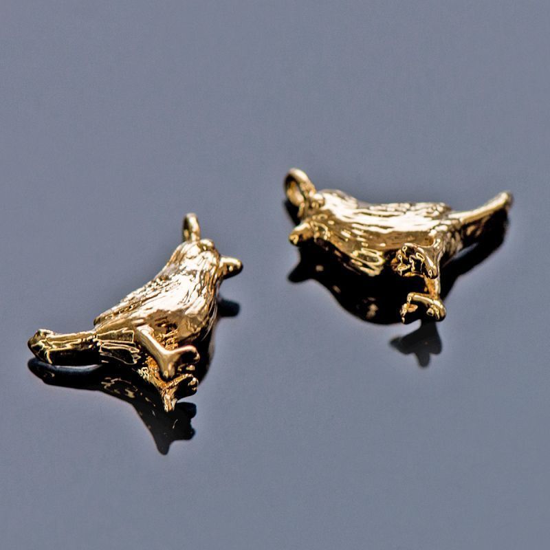 подвеска металл "птичка", позолота, 12.5x8.5x4 мм