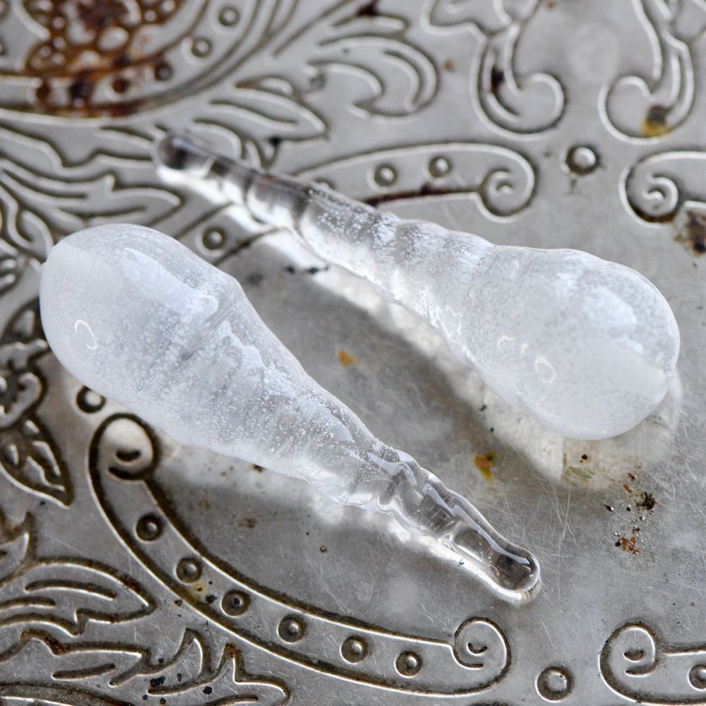 бусина, мурано "сосулька", прозрачный, 28-30х10 мм