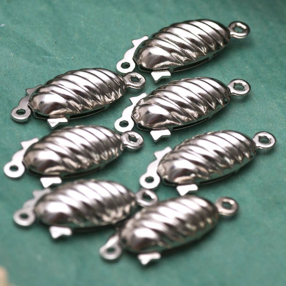 замочек-боб для жемчуга, цвет платина, 22x9x5 мм