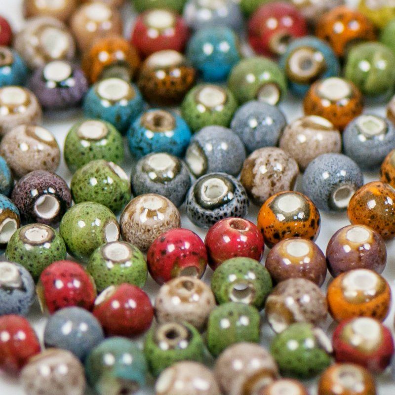 бусина, керамика "антик", цветовой микс, 6 мм